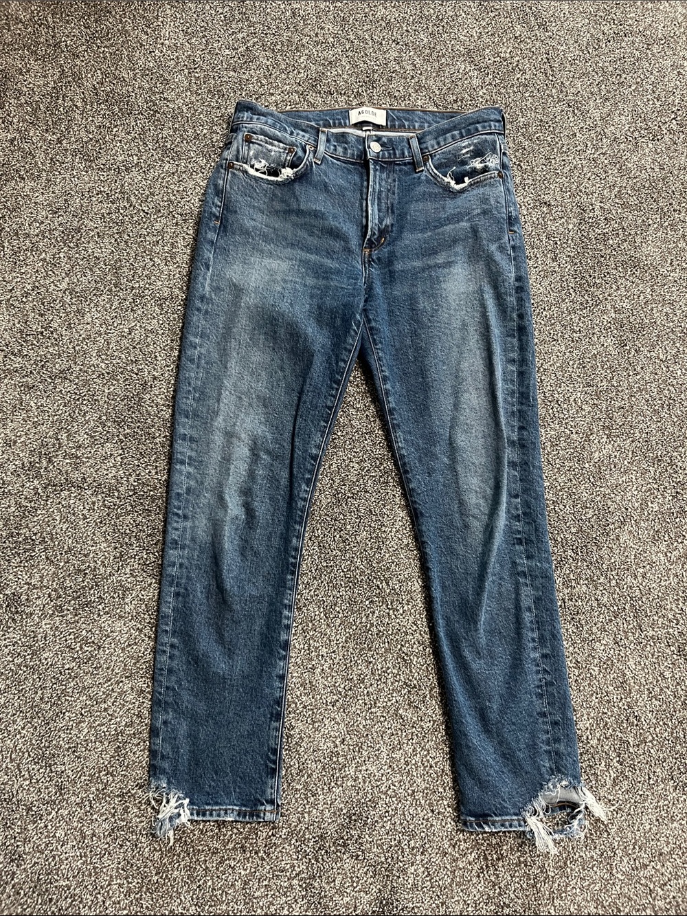 Agolde Women's Distressed Blue Jeans mid-rise
